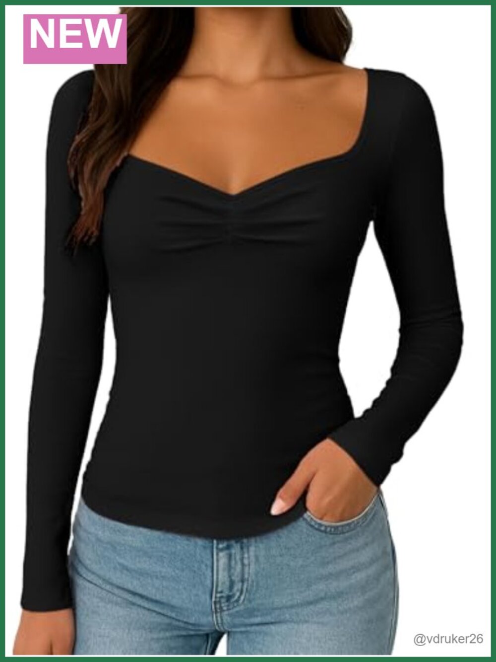TiulZial Women's Long Sleeve Sweetheart Neck Ribbed Knit Top Y2K